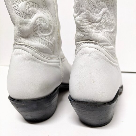 Durango Western Cowboy Boot Womens 10 White Mid Calf Stitched Pointed Toe - Picture 6 of 9